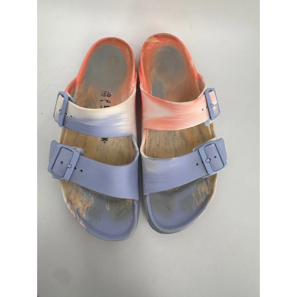 Birkenstock Arizona EVA Sandals Women 9 Narrow Multi Color Marbled Double Strap